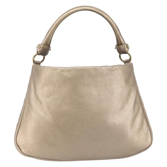 Authentic Salvatore Ferragamo Vala Shoulder Bag Leather Beige Gold - Picture 9 of 16
